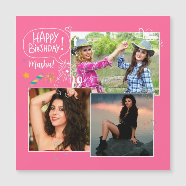 Custom Friend Happy Geburtstag Foto Collage Magnet (Vorderseite)