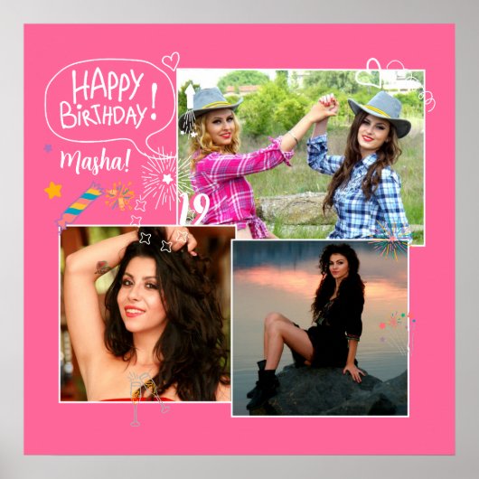 Custom Friend Happy Geburtstag Foto Collage Poster (Vorne)
