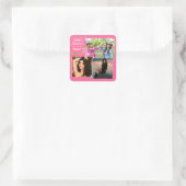 Custom Friend Happy Geburtstag Foto Collage Quadratischer Aufkleber (Tasche)