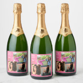 Custom Friend Happy Geburtstag Foto Collage Schaumweinetikett (Flaschen)