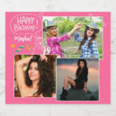 Custom Friend Happy Geburtstag Foto Collage Schaumweinetikett (Einzelnes Label)