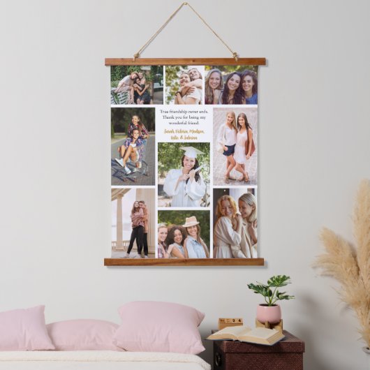 Custom Friends Collage Friendship Zitat Wandteppich Mit Holzrahmen (Schlafzimmer)