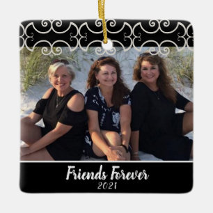 Custom Friends Forever 2-seitig Foto Weihnachten Keramikornament