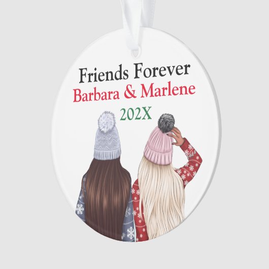 Custom Friends Forever Weihnachtsbaum Ornament (Vorderseite)