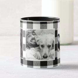 Custom Friends Foto Buffalo Kariertes Muster Weiß Tasse