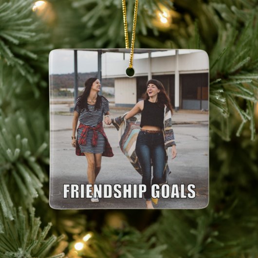 Custom Friends Foto Funny Friendship Goals Meme Keramikornament (Baum)