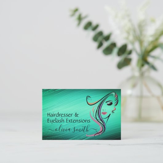 Custom Friseur & Eyelash-Erweiterungen Visitenkarte (Stehend Vorderseite)