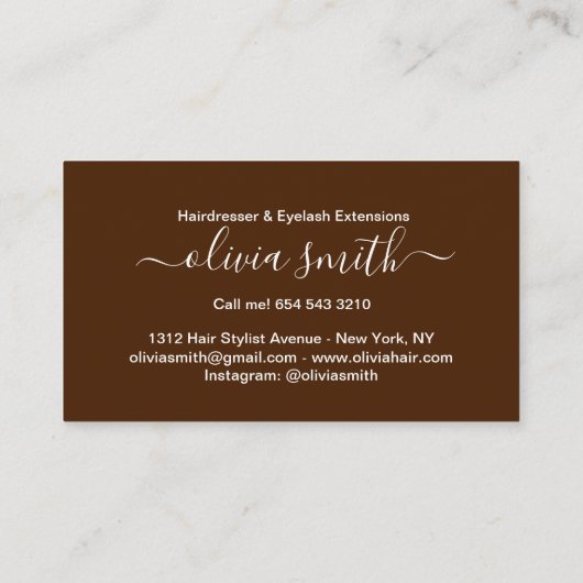 Custom Friseur & Eyelash-Erweiterungen Visitenkarte (Rückseite)