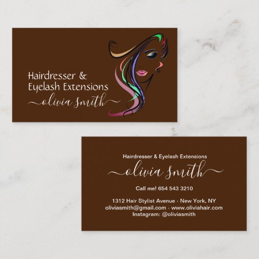 Custom Friseur & Eyelash-Erweiterungen Visitenkarte (Vorne/Hinten)