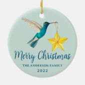 Custom FroChristmas Hummingbird und Star Keramik Ornament (Hinten)