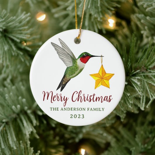 Custom FroChristmas Hummingbird und Star Keramik Ornament (Baum)