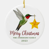 Custom FroChristmas Hummingbird und Star Keramik Ornament (Hinten)