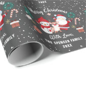 Custom FroChristmas Santa Deer Snowman Holiday Geschenkpapier (Rolleneckpunkt)