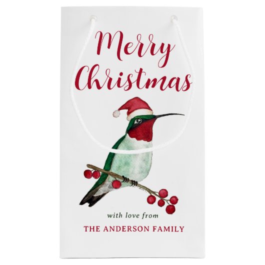 Custom FroChristmas Santa Hummingbird Kleine Geschenktüte (Rückseite)