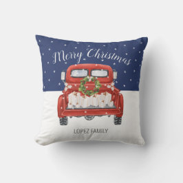 Custom FroChristmas Vintag Red Truck Blue Kissen