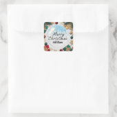 Custom Frohe Weihnachten mit Name-Aufkleber hinzuf Quadratischer Aufkleber (Tasche)