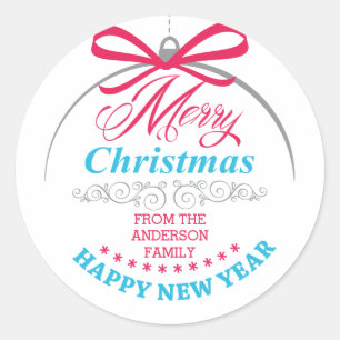Custom Frohe Weihnachten Moderne Ornament Sticker