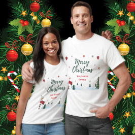 Custom Frohe Weihnachten Snowman Familienurlaub T-Shirt