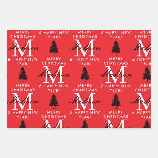 Custom Frohe Weihnachten und glückliche New Year M Geschenkpapier Set (Vorderseite 2)