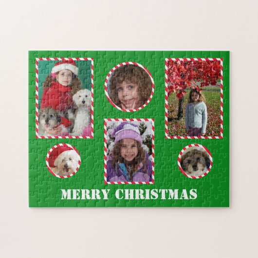 Custom Frohe Weihnachts-Foto Jigsaw Collage Puzzle (Horizontal)