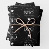 Custom Frohe Weihnachts Monogram Brother Black Geschenkpapier Set (Beispiel)