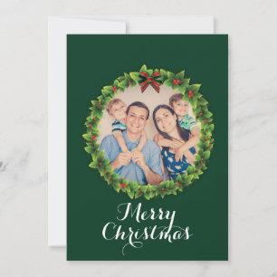 Custom Frohe Weihnachts-Wreath-Familie Foto Feiertagskarte
