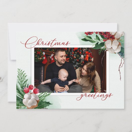 Custom Frohe Weihnachtsbaum Moderner Foto Urlaub Feiertagskarte (Vorderseite)