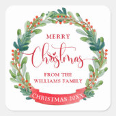 Custom, Frohe Weihnachtsfeier, Script, Festival Quadratischer Aufkleber (Vorderseite)