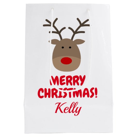 Custom Frohe Weihnachtsgeschenktasche mit niedlich Mittlere Geschenktüte (Rückseite)