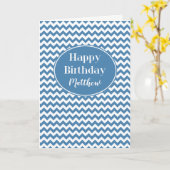 Custom Front Blue und White Chevrons Geburtstag Karte (Gelbe Blume)