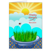 Custom Front Happy Noroz für Schwester, Sabzeh Gra (Vorne)