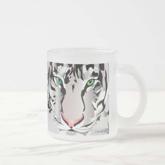 CUSTOM FROST TASSE-TIGER-WHITE/GRAY MATTIERT GLASS MATTGLASTASSE (Rechts)
