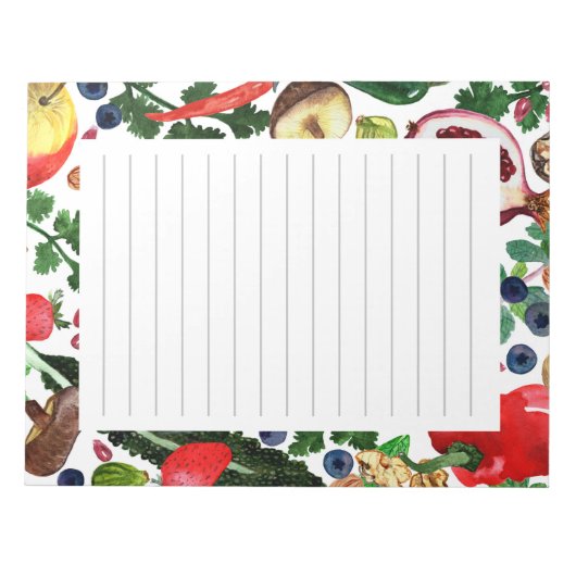 CUSTOM Fruit Veggie Wasserfarben Lebensmittelgesch Notizblock (Vorderseite)