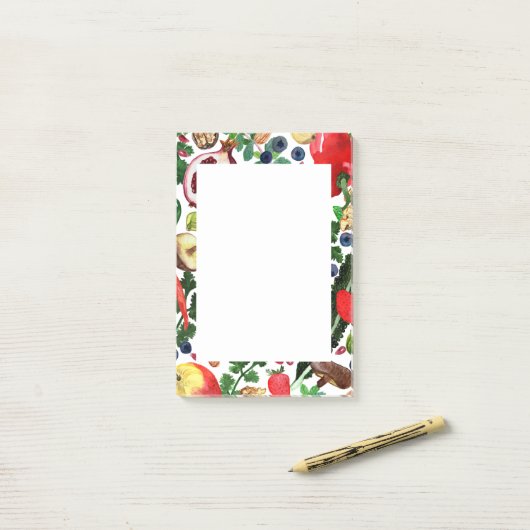 CUSTOM Fruit Veggie Wasserfarben Lebensmittelgesch Post-it Klebezettel (Auf Schreibtisch)