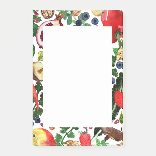 CUSTOM Fruit Veggie Wasserfarben Lebensmittelgesch Post-it Klebezettel (Vorderseite)
