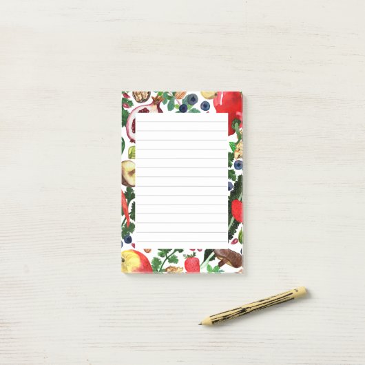 CUSTOM Fruit Veggie Wasserfarben Lebensmittelgesch Post-it Klebezettel (Auf Schreibtisch)