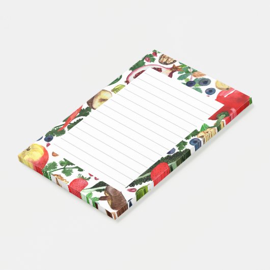 CUSTOM Fruit Veggie Wasserfarben Lebensmittelgesch Post-it Klebezettel (angewinkelt)