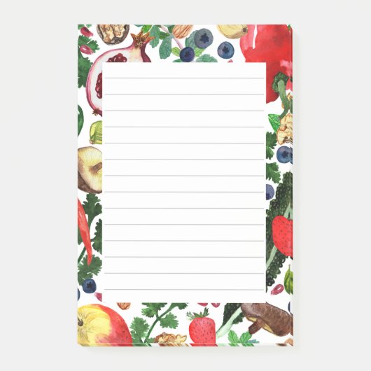 CUSTOM Fruit Veggie Wasserfarben Lebensmittelgesch Post-it Klebezettel (Vorderseite)