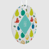 Custom Fruits Monogram White Ornament (Vorderseite)