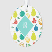 Custom Fruits Monogram White Ornament (Vorderseite)