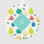 Custom Fruits Monogram White Ornament (Vorderseite)