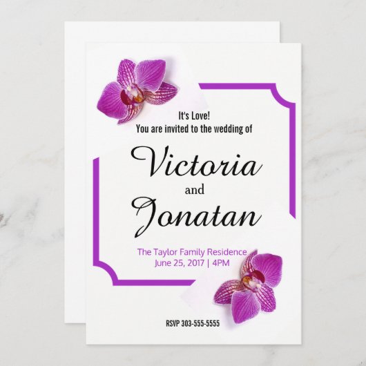 Custom Fuchsia Einladung zu Hochzeiten (Vorne/Hinten)