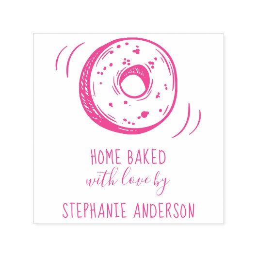 Custom Fuchsia Handgezeichnet Doughnut Zuhause geb Permastempel (Design)
