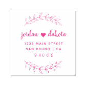 Custom Fuchsia Script Wedding Rücksendeadresse Permastempel (Design)