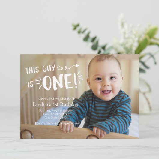 Custom Full Foto Erstgeburtstag Einladung (Stehend Vorderseite)