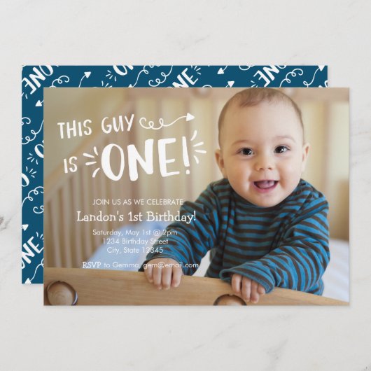 Custom Full Foto Erstgeburtstag Einladung (Vorne/Hinten)