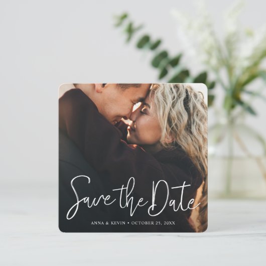 Custom Full Foto Wedding Save The Date (Stehend Vorderseite)