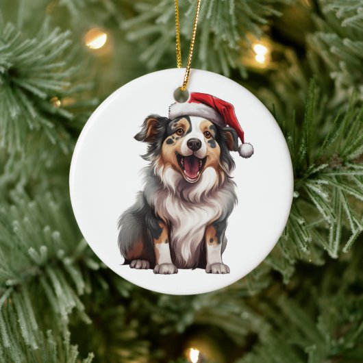 Custom Fun Australian Shepherd Christmas Dog Keramik Ornament (Baum)