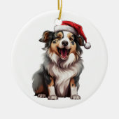 Custom Fun Australian Shepherd Christmas Dog Keramik Ornament (Vorne)