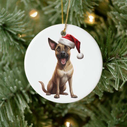 Custom Fun Belgischer Malinois Hund Keramik Ornament (Baum)